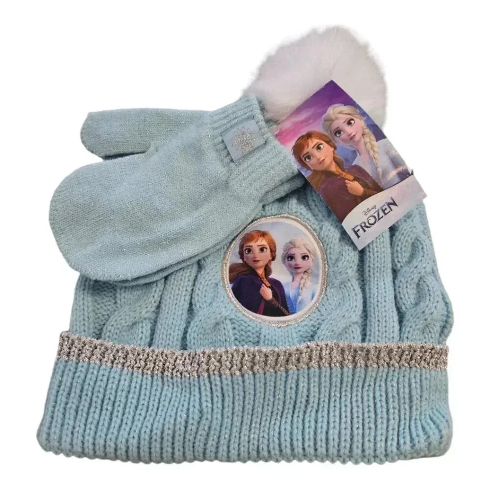 Disney Little Girl's Frozen 2 Winter Beanie Hat and Mitten Set